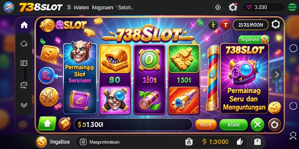 Screenshot utama 738SLOT yang menampilkan gameplay slot yang seru.