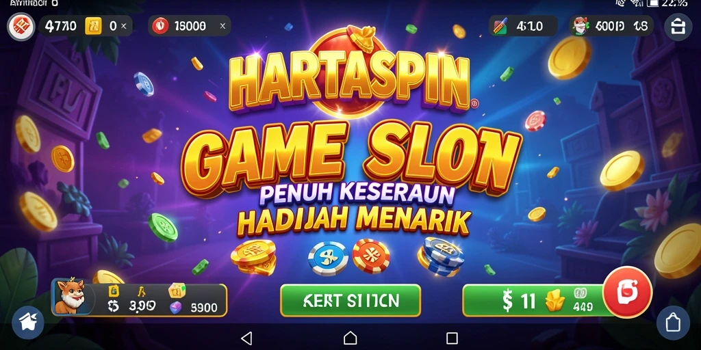 Tampilan gameplay seru di HARTASPIN dengan berbagai simbol slot.