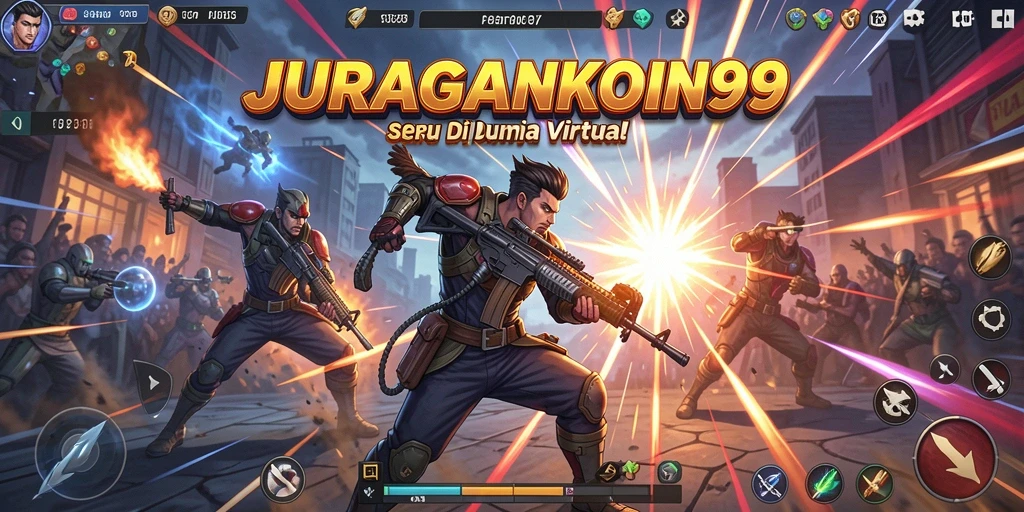 Tangkapan layar menampilkan aksi pertarungan epik di JURAGANKOIN99.