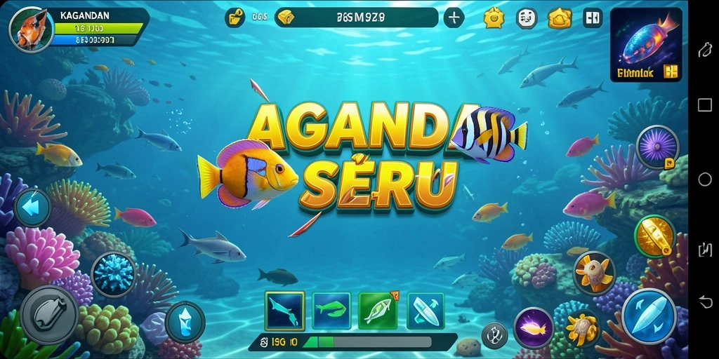 Tampilan gameplay seru dalam KAGANDAN saat menembak ikan.
