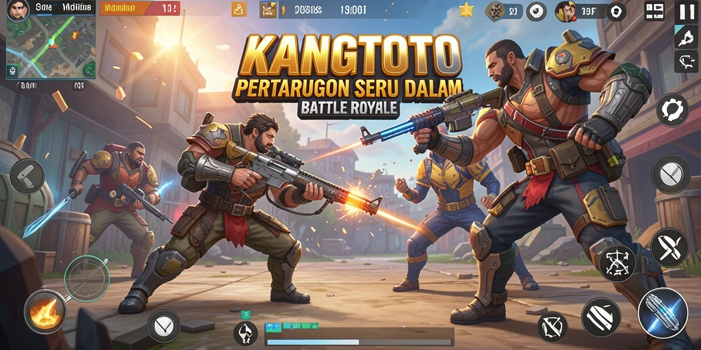 Tampilan permainan KANGTOTO yang intens dalam Battle Royale.