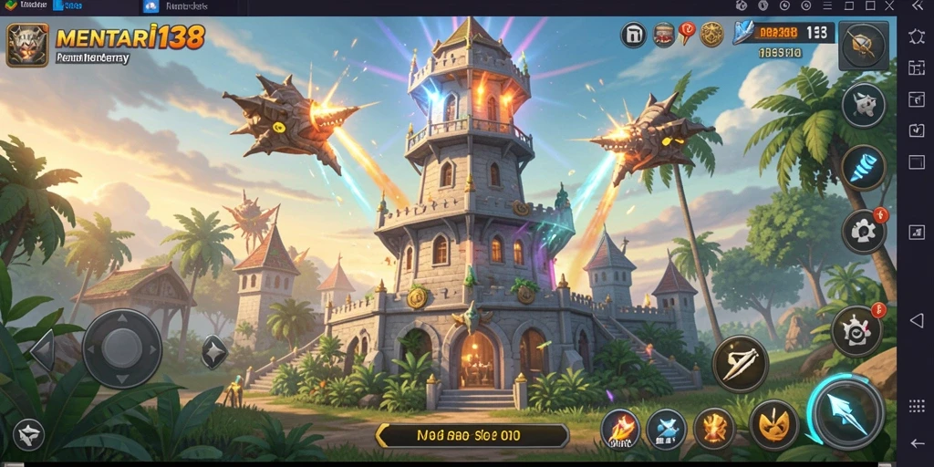 Tampilan gameplay menara pertahanan yang seru dan menantang.