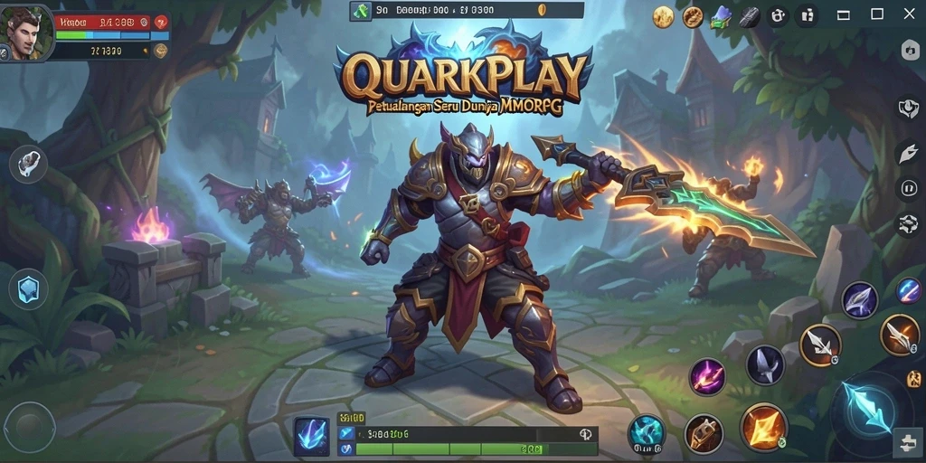 Menampilkan aksi seru dalam dunia MMORPG QUARKPLAY.