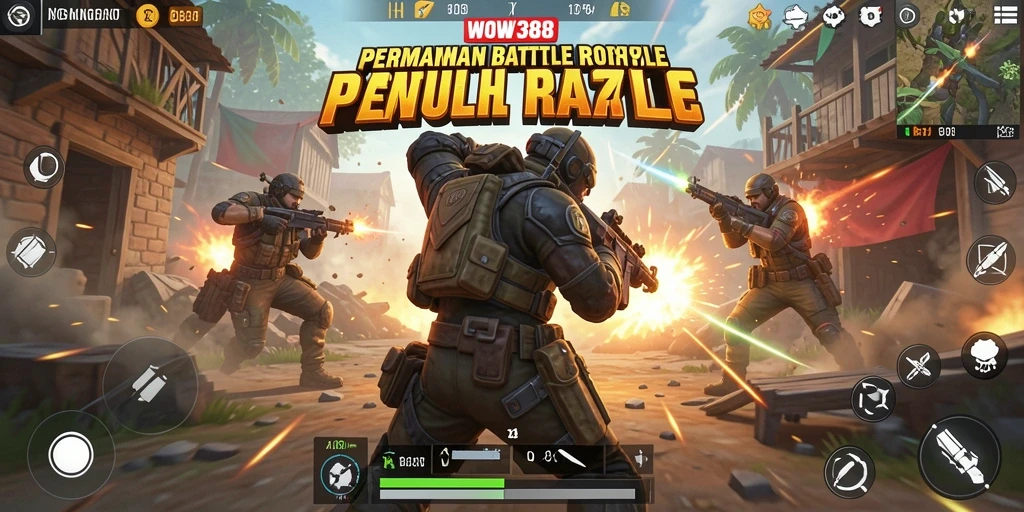 Screenshot WOW388 menunjukkan aksi intens dalam mode Battle Royale.